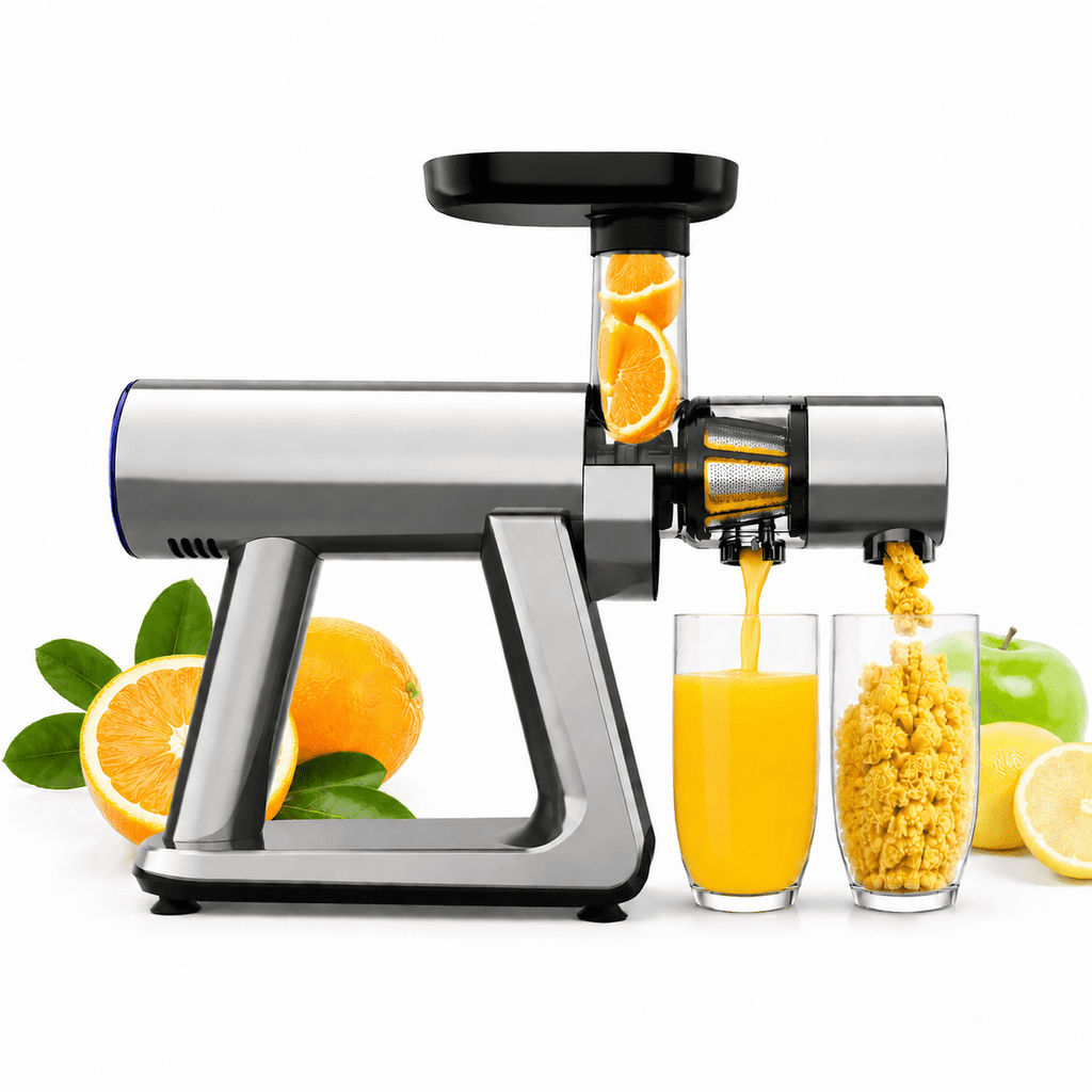 NICWIN Masticating Cold Press Juicer Machine, Slow Juice Extractor with Upgraded Fine Filter for Vegetables and Fruits, High Juice Yield & Easy to Clean, Gray