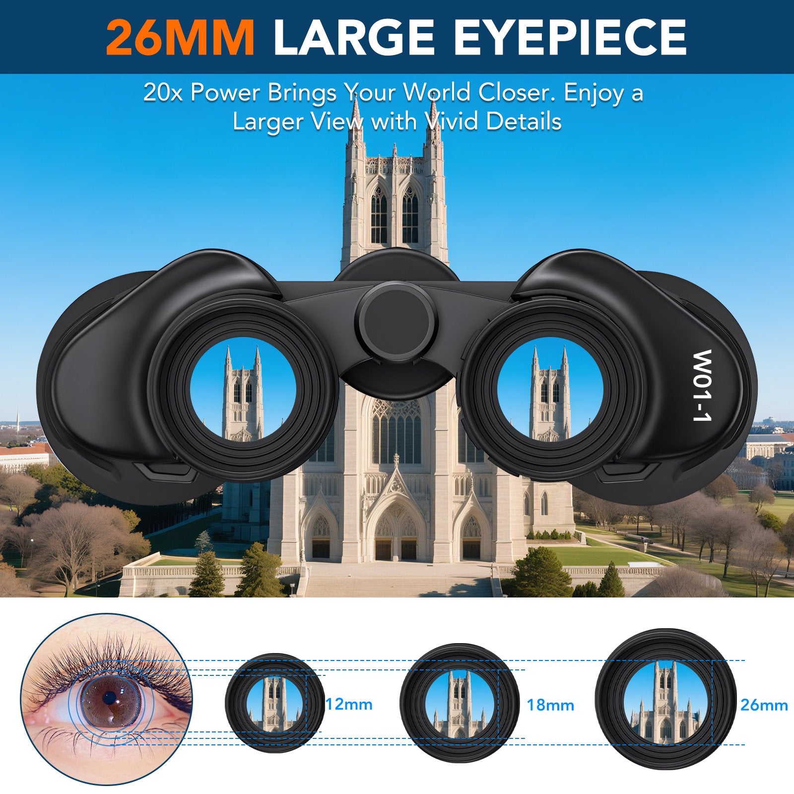 VAMOUT 20X50 Binoculars for Adults, HD High Powered Binoculars, Compact Waterproof Binoculars with Low Light Vision for Bird Watching Hunting Camping Travel Stargazing Cruise
